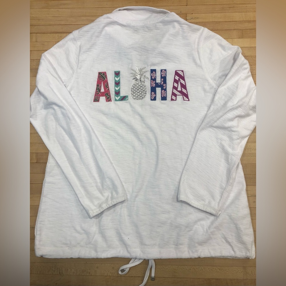 Tommy Bahama Women’s White 1/2 Zip Aloha pullover Sz Small